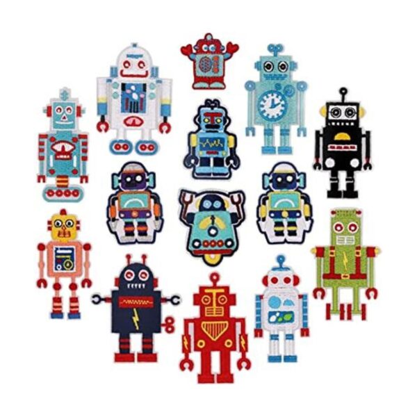 14 parches bordados con diseño de robot para coser o