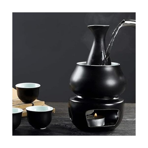 WINIAER Juego de sake de cerámica con olla calentadora