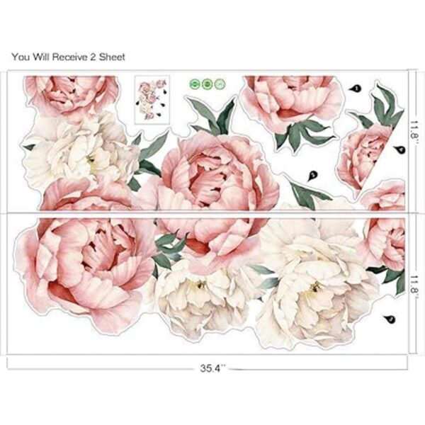 Calcomanías de pared de flores de peonía calcomanías de