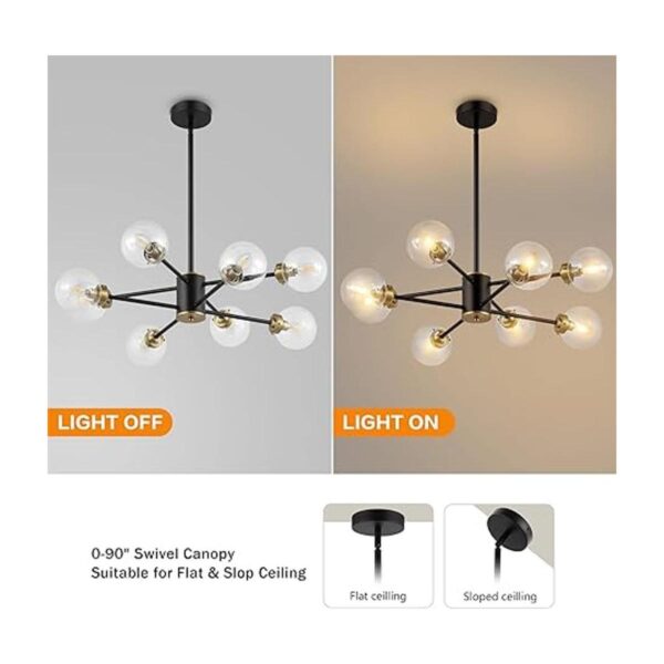 WINGBO Lámpara de araña moderna de 8 luces lámpara de_2