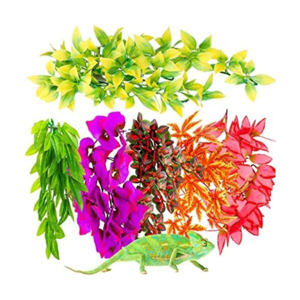 6 plantas de reptiles artificiales reptiles terrario hojas