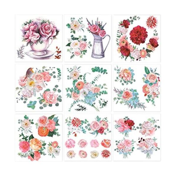 WILLBOND 9 hojas de calcomanías de transferencia de rosas_1