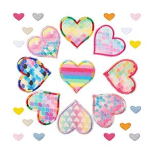 25 parches termoadhesivos de corazón de sirena arcoíris