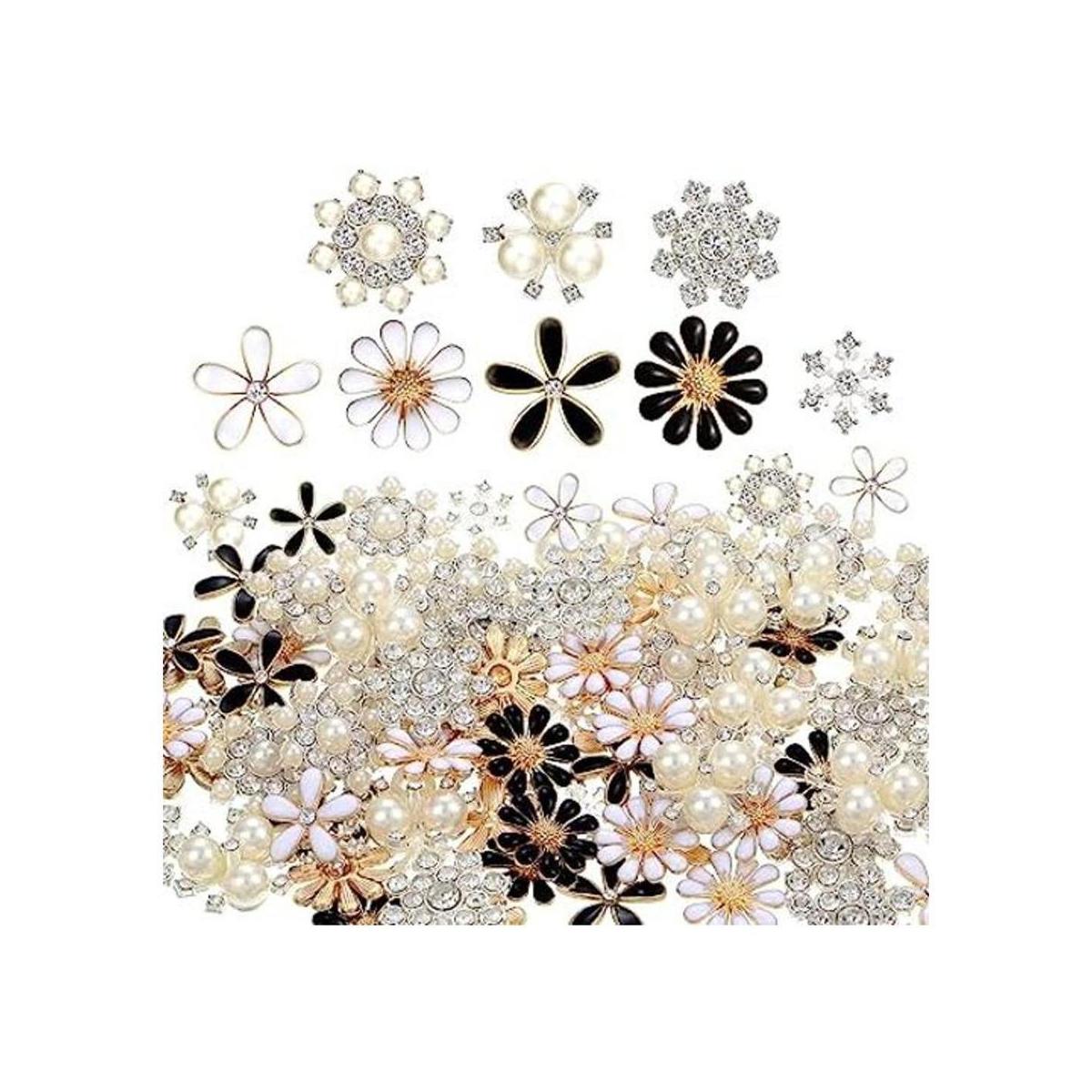 80 botones de diamantes de imitación botones de perlas