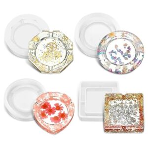 4 piezas de silicona gran cenicero resina molde cuadrado