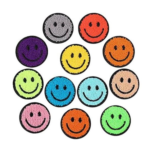 12 parches de chenilla para planchar con cara sonriente_1