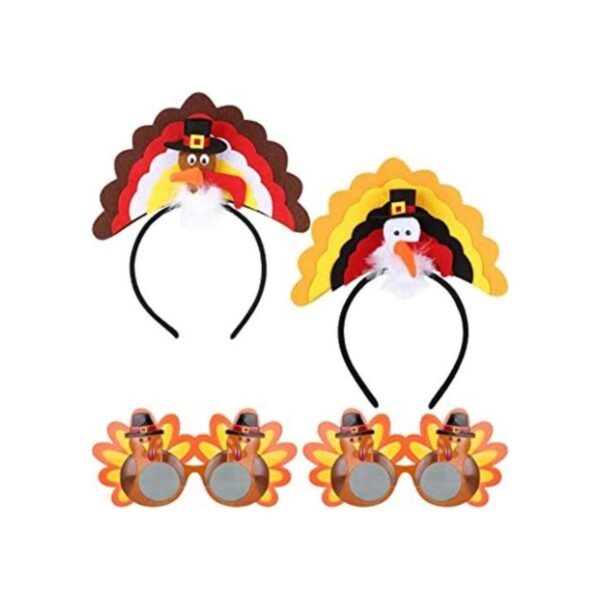 2 diademas de pavo de Acción de Gracias 2 gafas de sol de_1