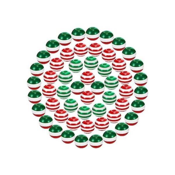 900 cuentas de rayas de Navidad cuentas redondas de