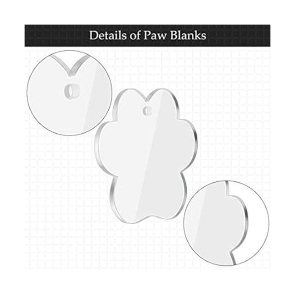 24 piezas acrílico pata llavero en blanco claro forma de