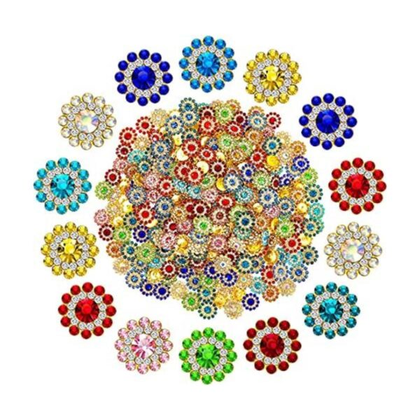 300 botones de flores de 0.5 pulgadas con diamantes de