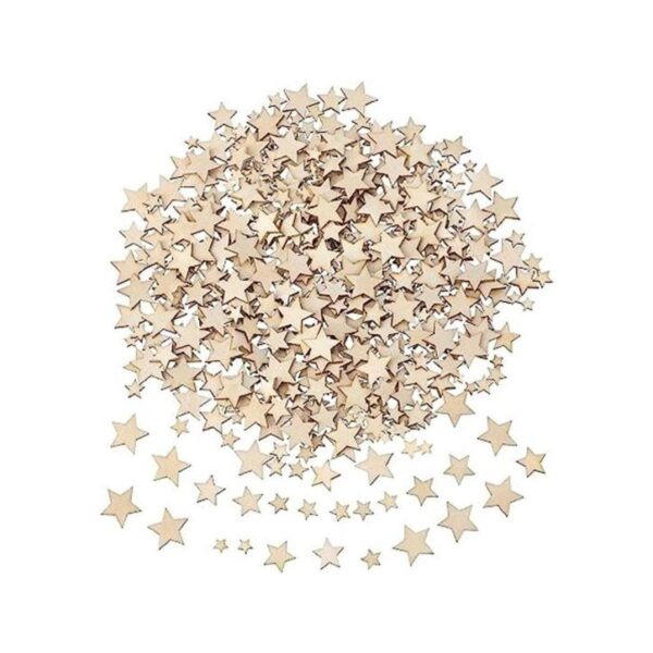 500 piezas de estrellas de madera de tamaño mixto con