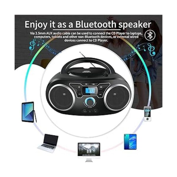 Boombox de radio portátil con radio Bluetooth y FM_2