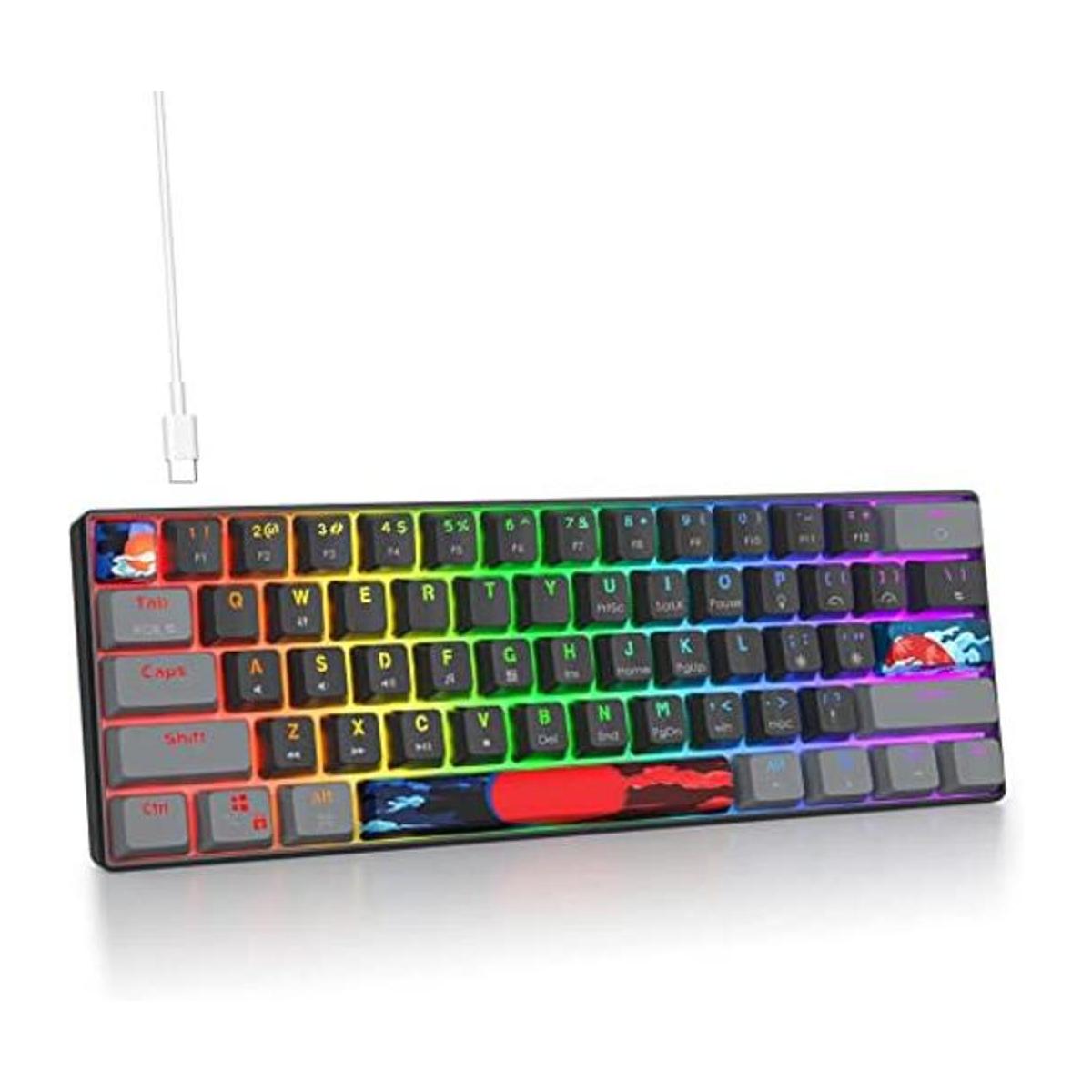 Owpkeenthy Teclado mecánico para juegos con cable 60 con
