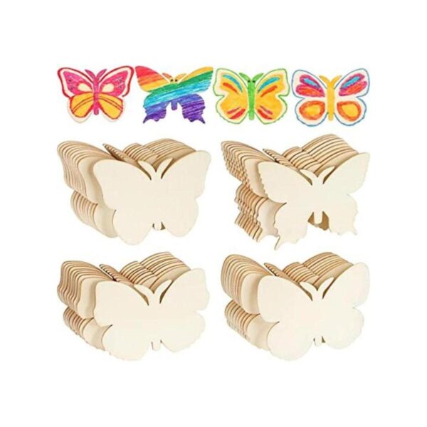 WHQXFDZ 40 piezas de mariposa de madera sin terminar_1