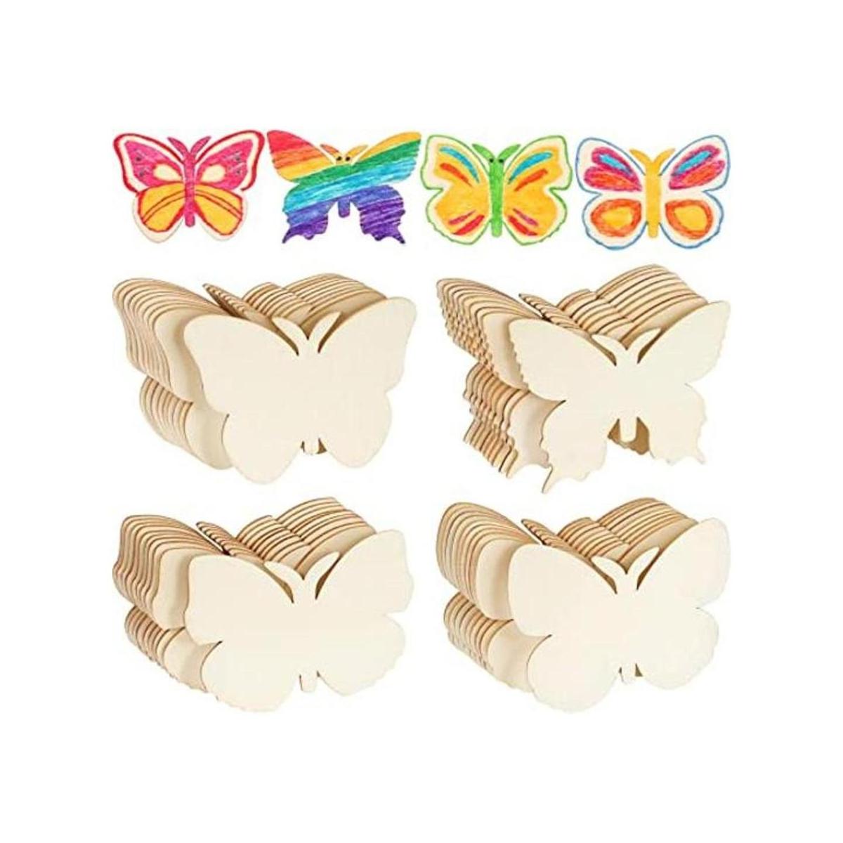 WHQXFDZ 40 piezas de mariposa de madera sin terminar
