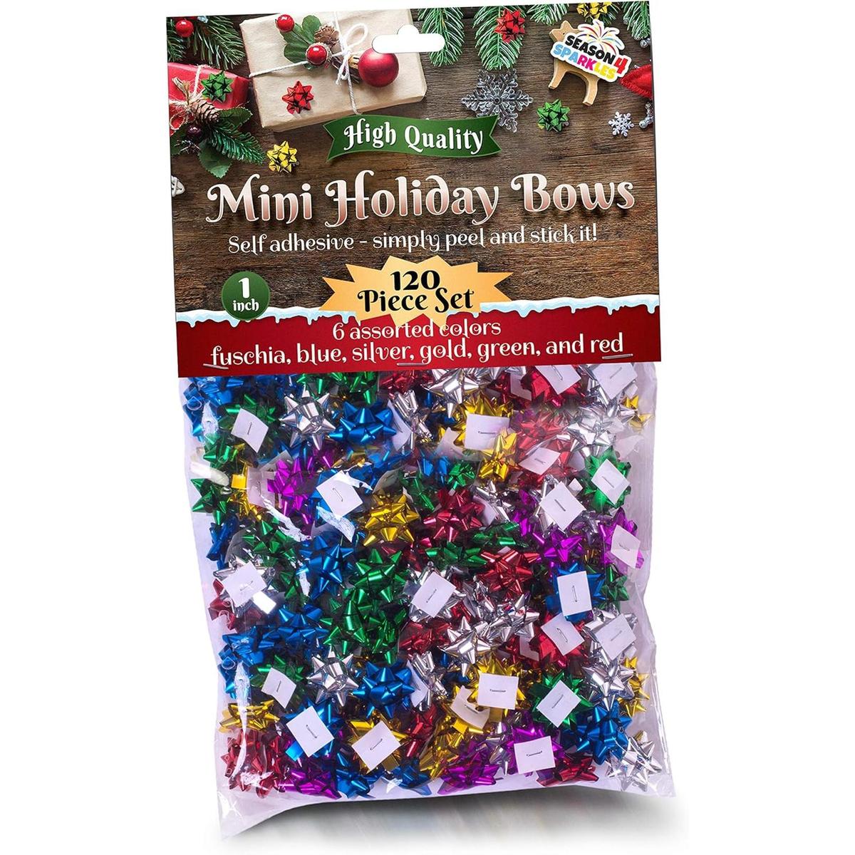 Pequeños lazos de Navidad para envolver regalos 120 lazos