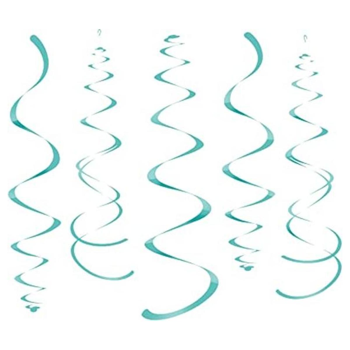 WEVEN Teal Party Hanging Swirl Decorations Plastic
