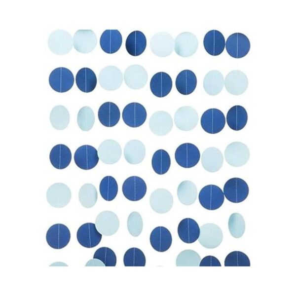 WEVEN Guirnalda de papel azul con puntos circulares para_1