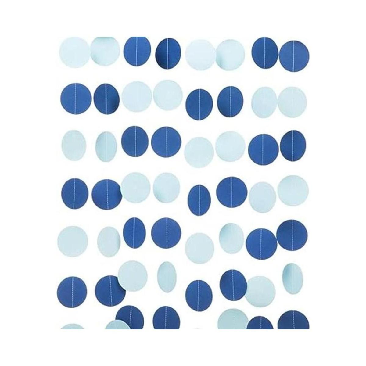 WEVEN Guirnalda de papel azul con puntos circulares para