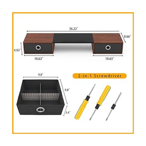 WESTREE Soporte elevador de doble monitor con dos cajones_4