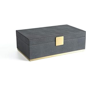 Joyero de cuero Shagreen gris oscuro sintético_1