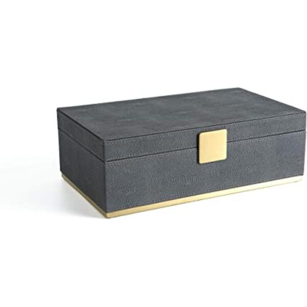 Joyero de cuero Shagreen gris oscuro sintético_1