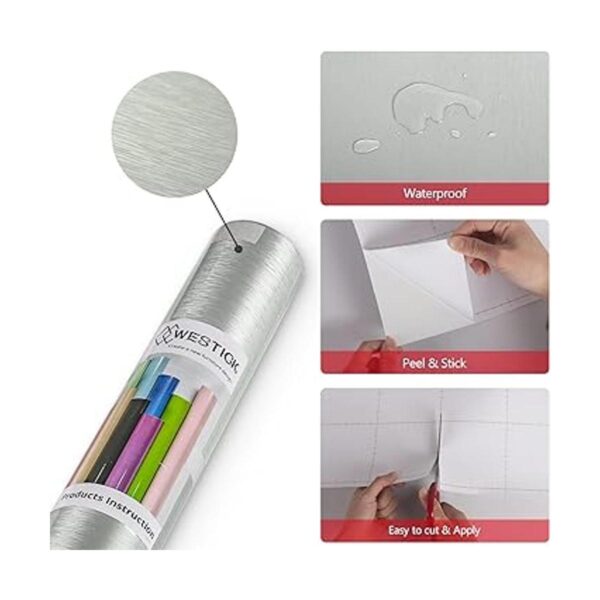 WESTICK Papel tapiz plateado cepillado texturizado para_6