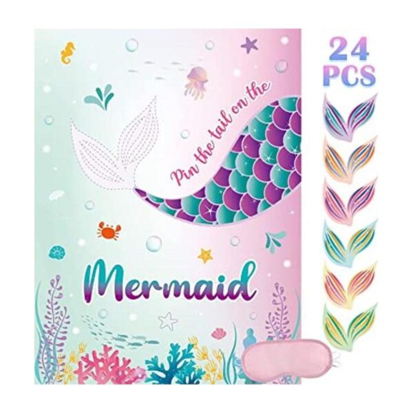 WERNNSAI Pin The Tail on The Mermaid Game Juego de 21 x_1