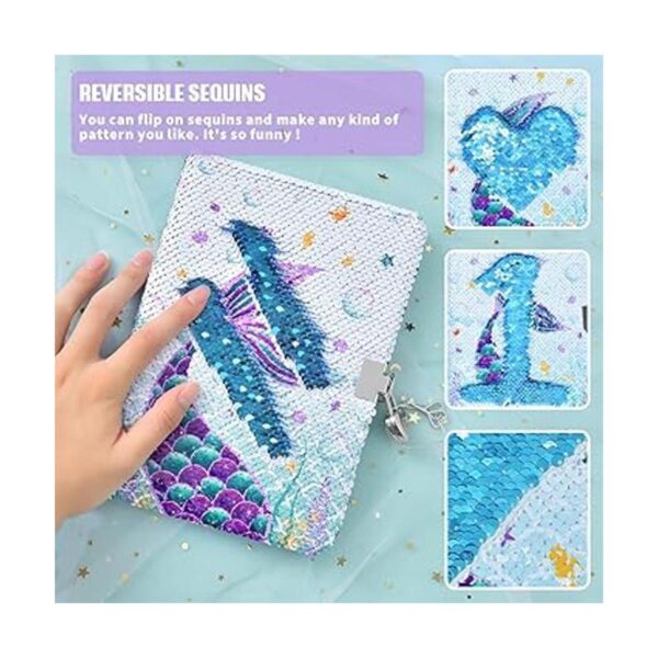 Cuaderno de lentejuelas de sirena diario reversible de_2