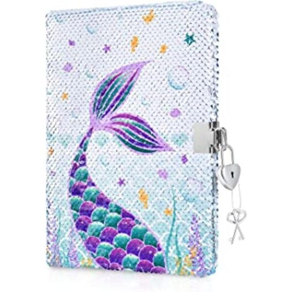 Cuaderno de lentejuelas de sirena diario reversible de_1