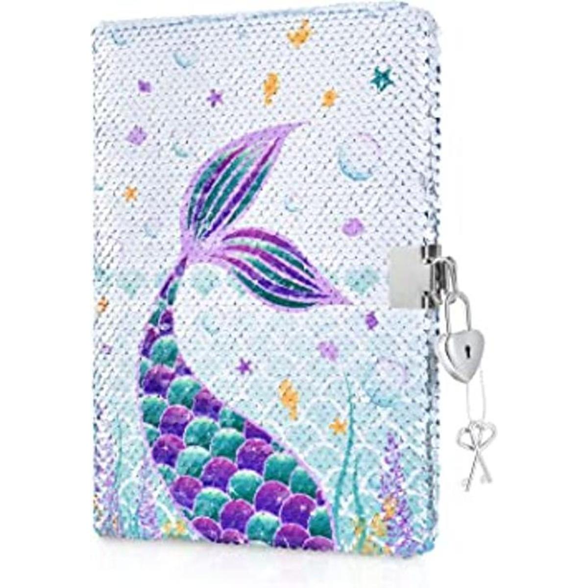 Cuaderno de lentejuelas de sirena diario reversible de