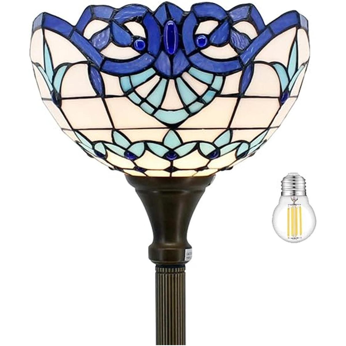 WERFACTORY Tiffany Lámpara de pie barroca azul marino 12