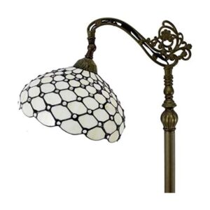 WERFACTORY Tiffany Lámpara de pie color ámbar crema con_1