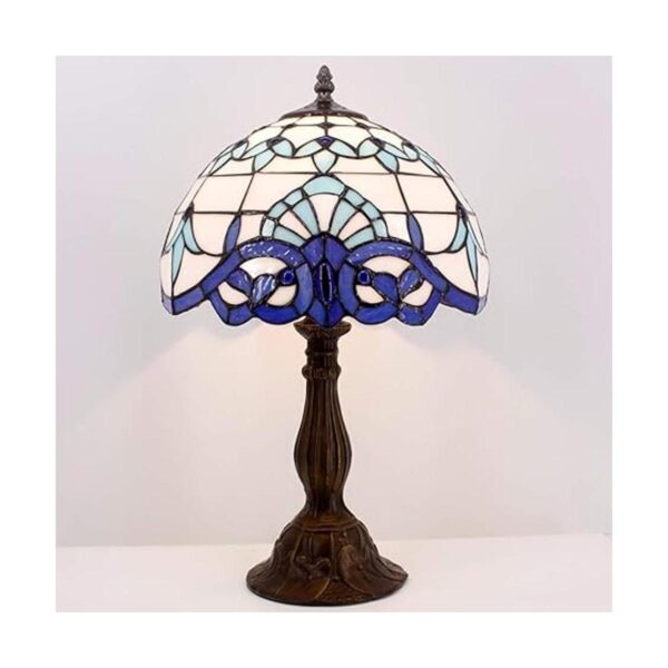 WERFACTORY Tiffany Lámpara de mesa azul marino barroco_2