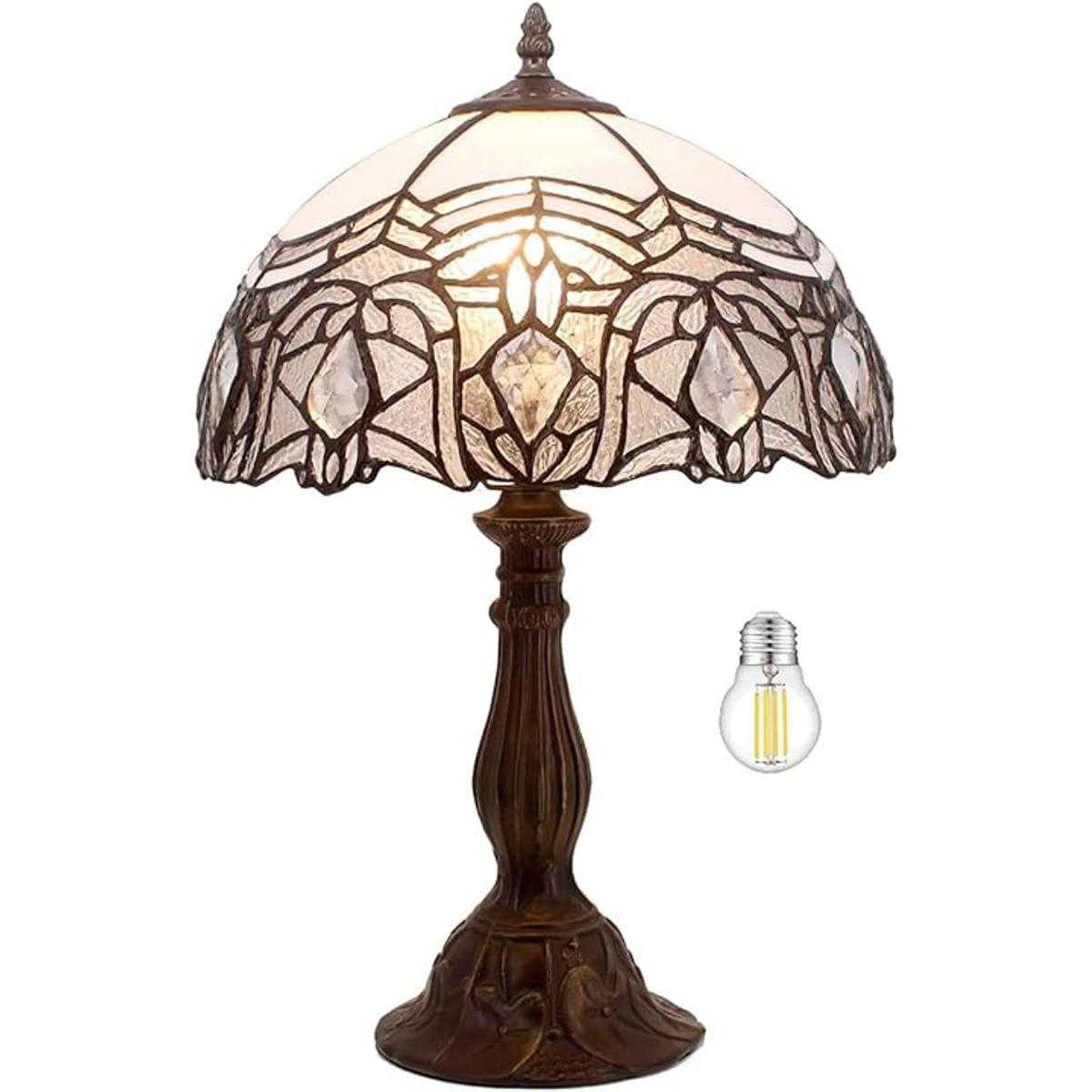 WERFACTORY Tiffany Lámpara de mesa de noche de vidrio de