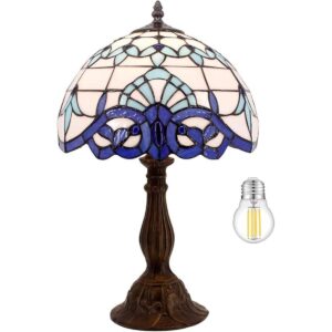 WERFACTORY Tiffany Lámpara de mesa azul marino barroco_1