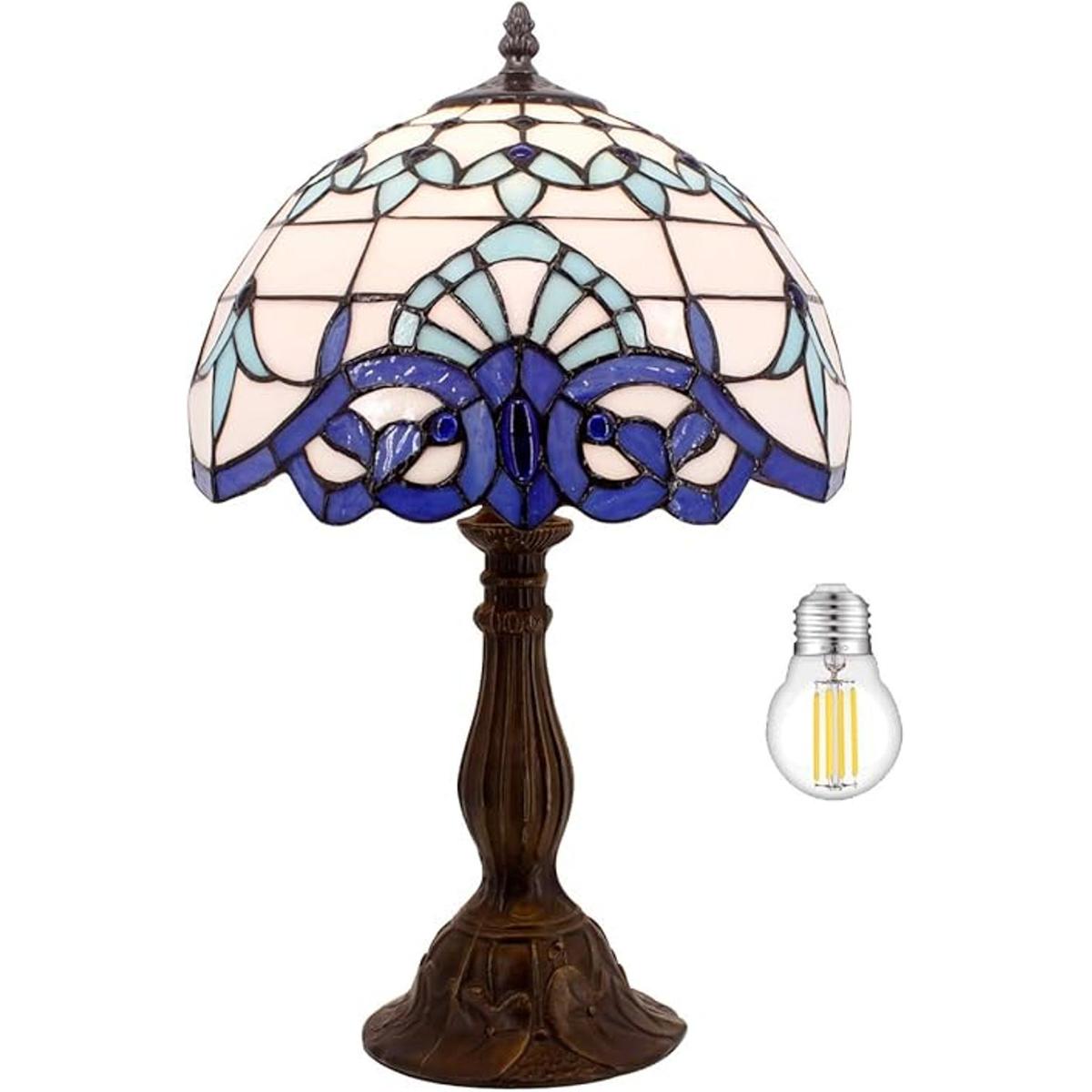 WERFACTORY Tiffany Lámpara de mesa azul marino barroco