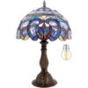 WERFACTORY Tiffany Lámpara de mesa estilo vitral azul_1