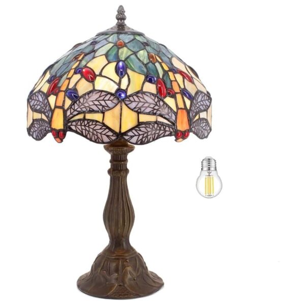 WERFACTORY Tiffany Lámpara de mesa estilo libélula color_1