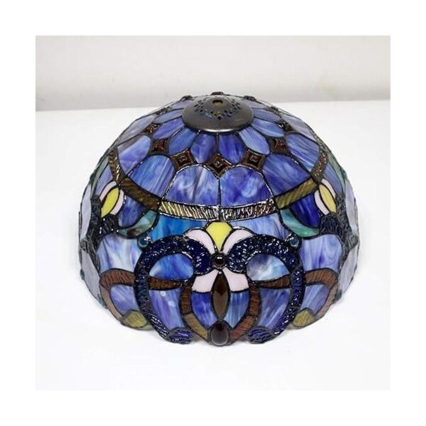 WERFACTORY Tiffany Lámpara de mesa estilo vitral azul_4