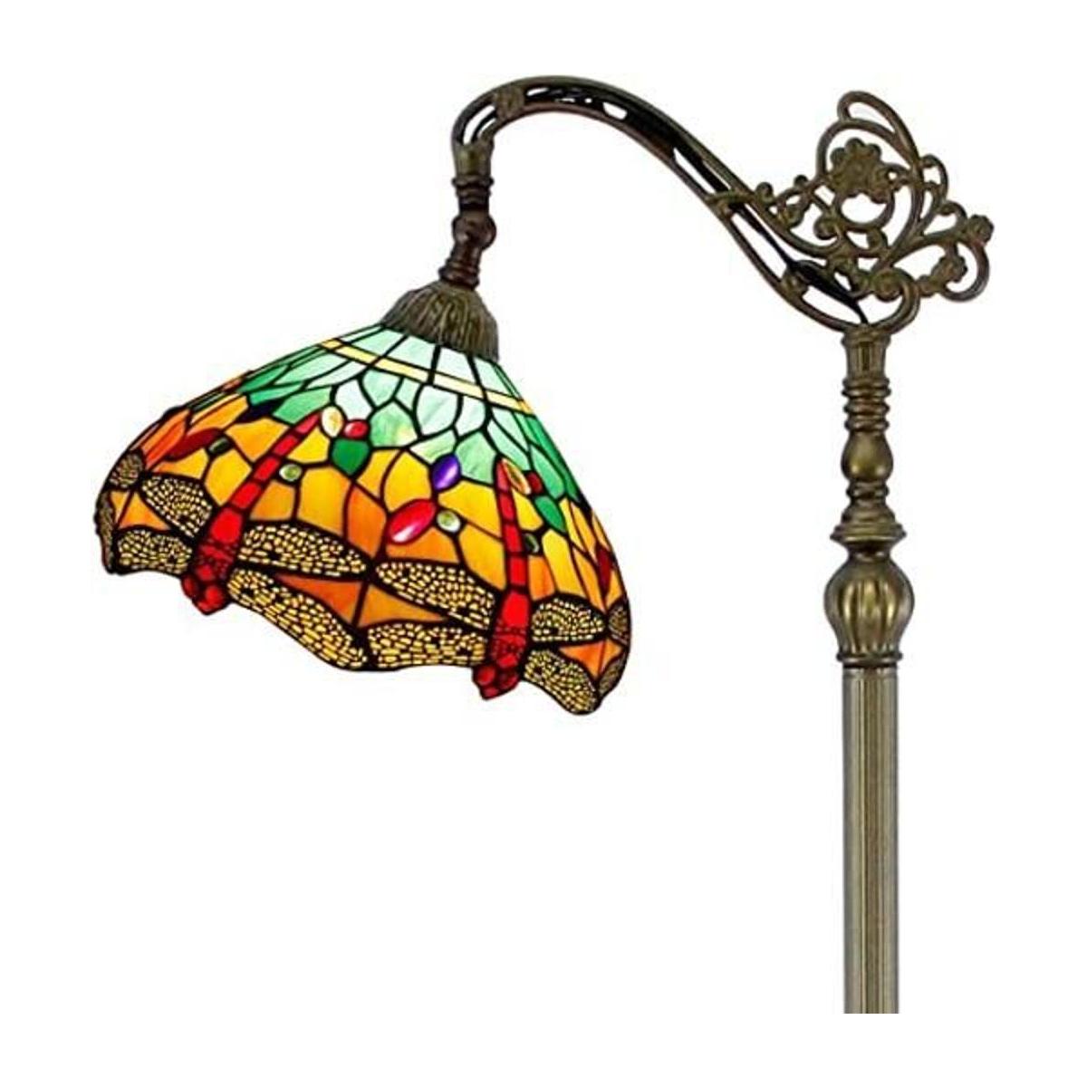 WERFACTORY Tiffany Lámpara de pie verde y amarillo con