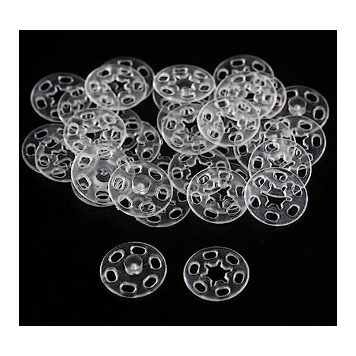 GANSSIA de plástico botones de presión Transparente 15mm