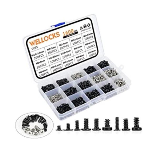 WELLOCKS Mini tornillo de 1600 piezas M1.6 M2 M2.6 M3 de_1