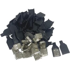 Weij 20pcs USB 2.0 tipo A hembra USB 4 Pin Socket Conector_1
