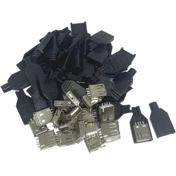 Weij 20pcs USB 2.0 tipo A hembra USB 4 Pin Socket Conector_1