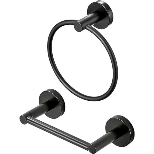 WEIKO Soporte de papel higiénico negro para toallas juego
