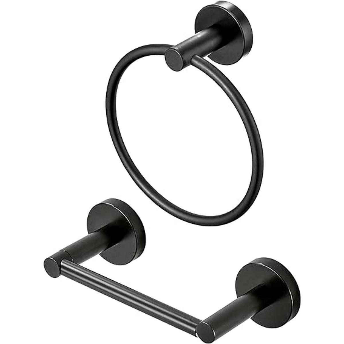 WEIKO Soporte de papel higiénico negro para toallas juego
