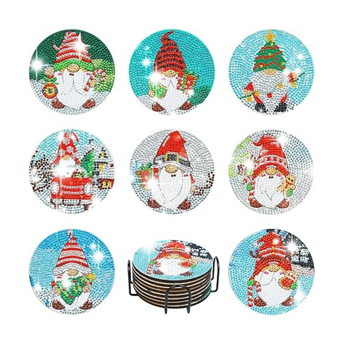 XEFINAL 8 posavasos de pintura de diamantes de Navidad con