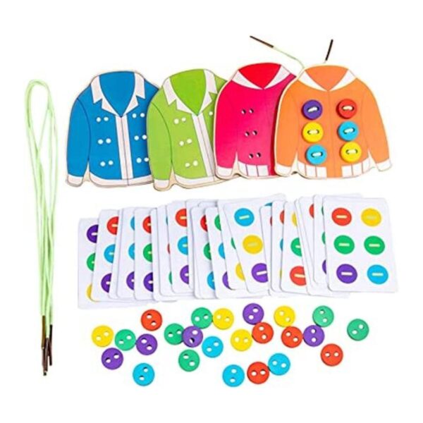 WEBEEDY Juguetes de cordones de ropa de madera para niños_1