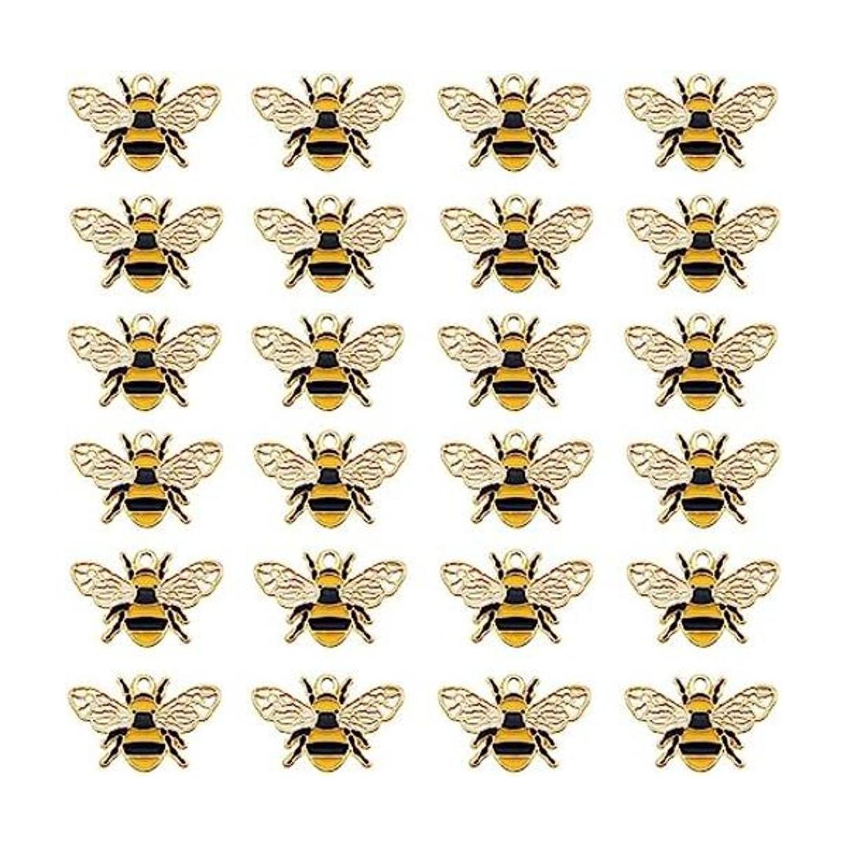 Lote de x24 dijes de abeja de miel de aceite de esmalte